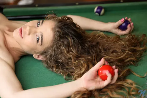 Sabrina Spice: Petite Woman Shows Her Pierced Pussy on the Pool Table – photo 19 of 21