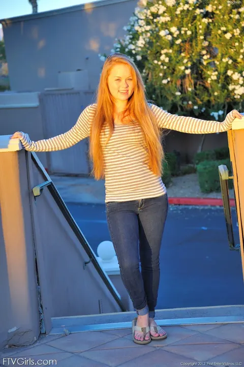 Madison Chandler: Blonde PAWG in Jeans Masturbates Outdoors – photo 16 of 20