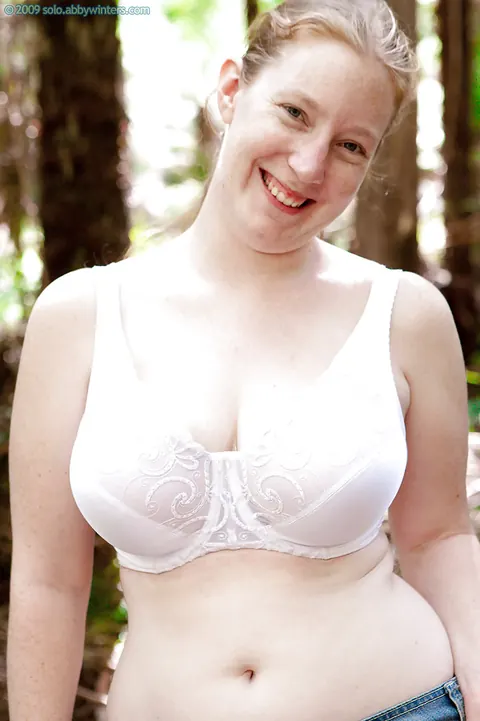 BBW with Big Tits Fingers Her Shaved Pussy in the Woods – photo 3 of 16