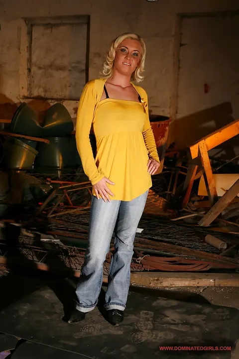 Angelic Diamond: Short-Haired Blonde Sheds Her Jeans for BDSM Bondage – photo 1 of 16