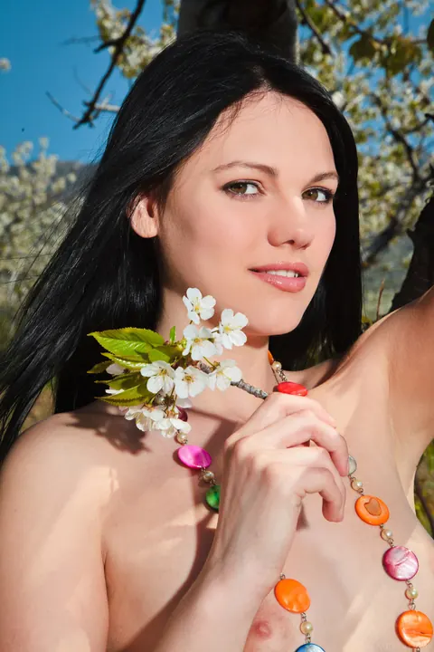Nichole A: Brunette with Small Tits Undresses and Spreads Her Shaved Pussy Outdoors – photo 2 of 21