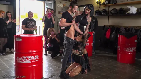 Melody Petite: Slim Hairy Latina in Boots Sucks Cock in Public BDSM – photo 15 of 21