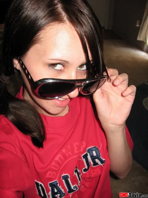 Brunette in Pigtails and Glasses Pulls Panties Aside – photo 7 of 12