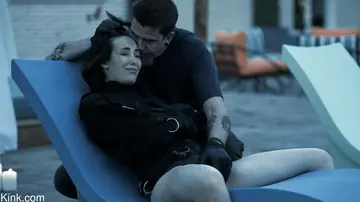 Busty Short-Haired Brunette in Glasses Gets Bound and Toyed