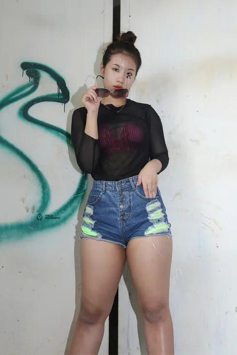 Busty Asian Brunette Strips Out of Her Shorts and Glasses – photo 18 of 21