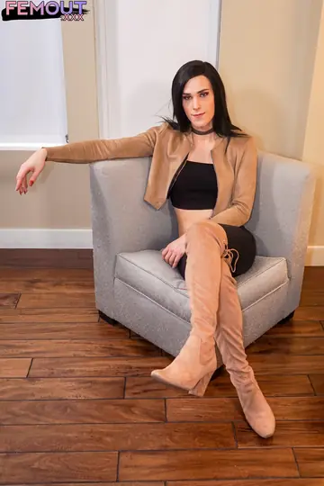 Trans Woman Stands Nude and Turns for the Lens