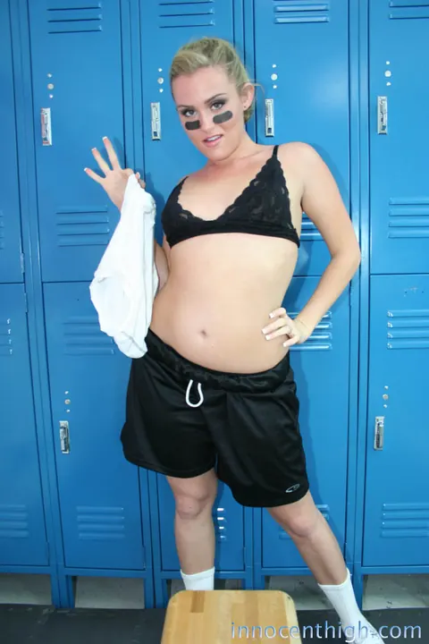 Ruby Ryder: Short-Haired Brunette Strips Off Her Football Uniform in the Locker Room – photo 12 of 19