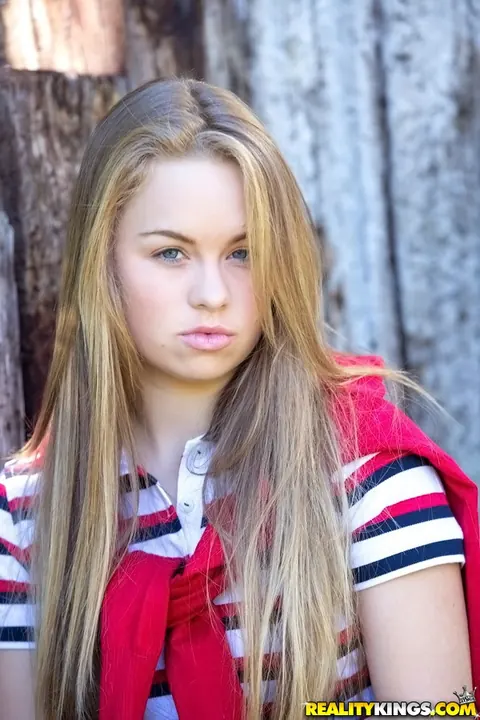 Madison Chandler: Blonde Reveals Her Natural Tits Outdoors in Uniform and Socks – photo 3 of 16