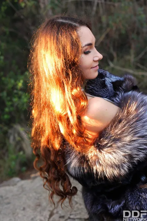 Stacy Snake: Curly European in a Dress Squats Outdoors for a Blowjob – photo 16 of 16