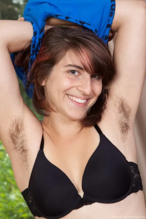 Zooey: Hairy Thick Brunette Strips Out of Her Lingerie in Heels – photo 6 of 16