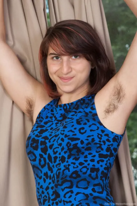 Zooey: Hairy Thick Brunette Strips Out of Her Lingerie in Heels – photo 2 of 16