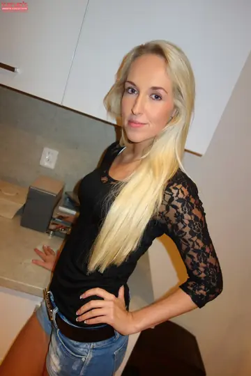 Slim Blonde Strips Out of Her Lingerie and Shorts to Spread Her Shaved Pussy