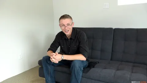 Guy in Glasses Strips and Fingers His Ass on the Sofa – photo 3 of 19