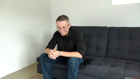 Guy in Glasses Strips and Fingers His Ass on the Sofa – photo 2 of 19