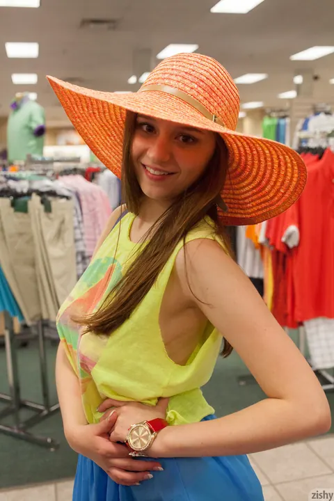 Elektra Rose: Redhead Flashes Her Big Natural Tits in a Skirt at Public Store – photo 5 of 11