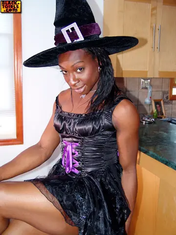 Ebony Trans Woman Strips Nude, Arches Back and Flaunts Her Cock