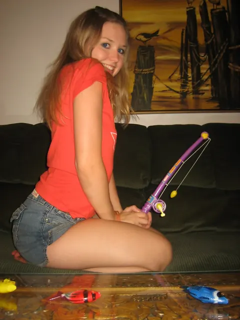 Skinny Amateur Pulls Panties Aside and Rubs Her Pussy in Socks – photo 1 of 21