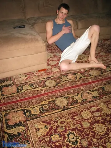 Slim Hairy Man Strokes His Boner to Cumshot on the Floor