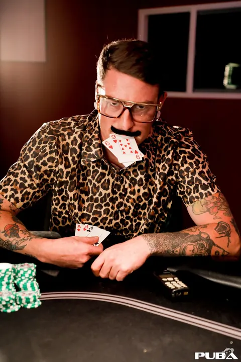 Misha Montana: Tattooed Brunette with Big Tits Sucks Cock at Poker – photo 16 of 21