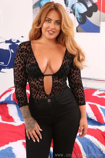 Thick Blonde MILF Shows Her Big Tits and Ass in Lingerie and Pantyhose