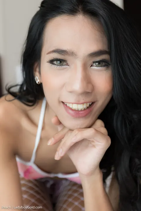 Slim Thai Trans Woman in Lingerie Removes Anal Beads – photo 2 of 17