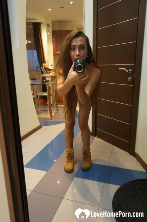 Skinny Brunette Takes Nude Selfies Showing Her Curvy Ass – photo 5 of 13