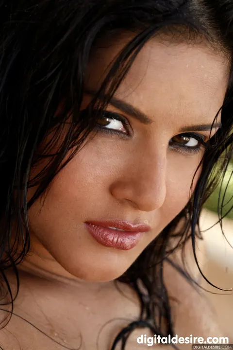 Sunny Leone: Asian Brunette Undresses and Shows Her Enhanced Tits – photo 19 of 21