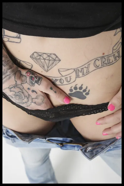 Tall Tattooed MILF Spreads in Jeans and Panties – photo 5 of 15