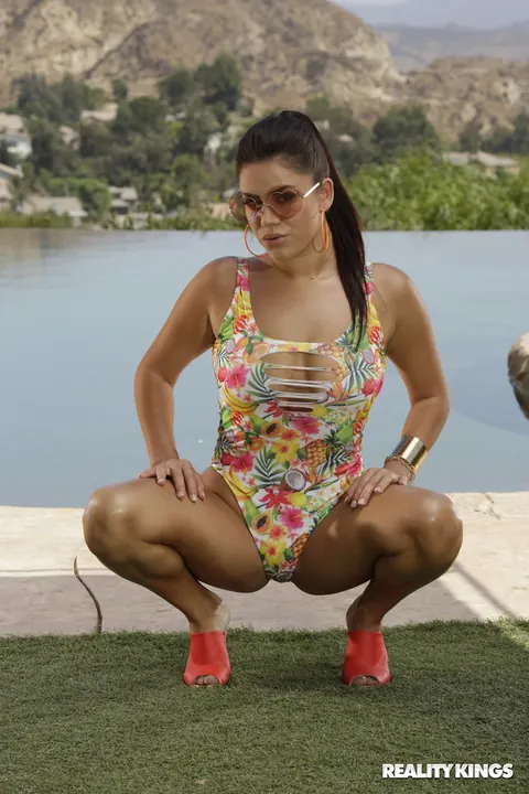 Monica Sage: Thick Latina in Glasses Gets Fucked Missionary Poolside – photo 7 of 21
