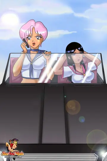 Two Ebony Trans Women Kiss and Fuck on the Back Seat