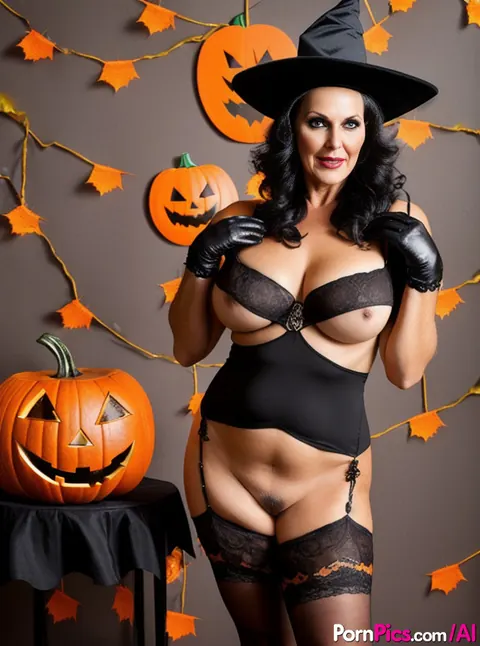 AI-Generated Busty Woman Flashes Her Tits in a Witch Costume – photo 2 of 10