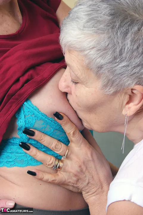 Molly Maracas: Two Mature Blondes in Pantyhose Lick Boobs and Eat Pussy – photo 15 of 20