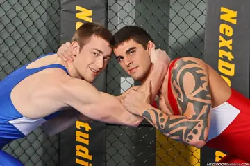 Muscular Stud Deepthroats His Wrestling Mate