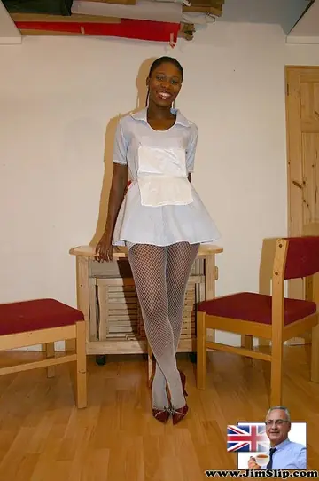 Ebony Maid Sucks Cock and Rides Cowgirl in Interracial Sex
