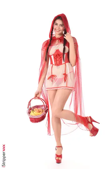 Busty Brunette in Cosplay Skirt and Heels Masturbates