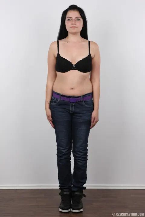 Curvy Czech Brunette with Big Tits Strips Out of Her Jeans – photo 4 of 20