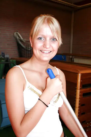 Fione – Busty Brunette in a Skirt Masturbates with a Dildo
