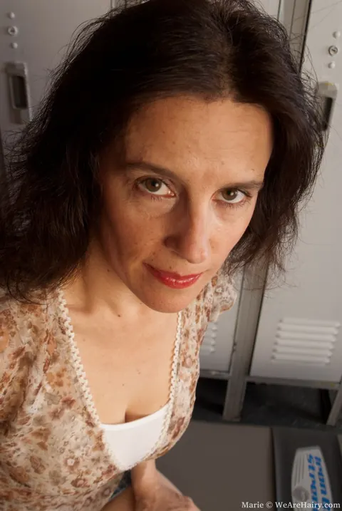 Mature Brunette MILF Pulls Panties Aside to Show Her Hairy Pussy – photo 1 of 17