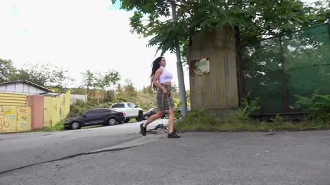 Isabel Dark: Tattooed Woman Pees on Roadway and Spreads Her Shaved Pussy – photo 2 of 15