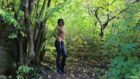 Anisyia XXX: Thick Short-Haired Brunette Flaunts Her Big Tits and Ass in Panties Outdoors – photo 20 of 21