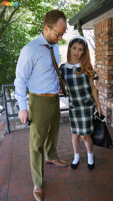 Redhead in Socks and Uniform Sucks Cock During Sex