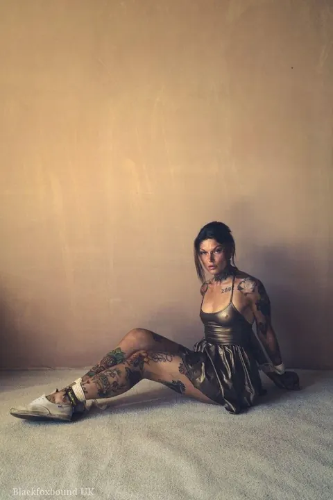 Tattooed Brunette Bound in a Hogtie Wearing a Skirt – photo 7 of 16