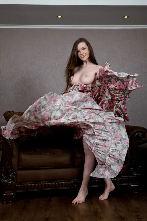 Emily Bloom: Skinny Ukrainian Brunette Strips and Spreads Her Shaved Pussy – photo 3 of 20