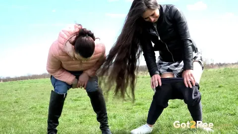 Lara Fox: Brunette Spreads Her Pussy in an Open Field – photo 13 of 15