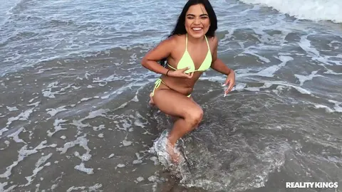 Summer Col: Petite Latina in a Bikini Has Interracial Sex on the Beach – photo 2 of 21