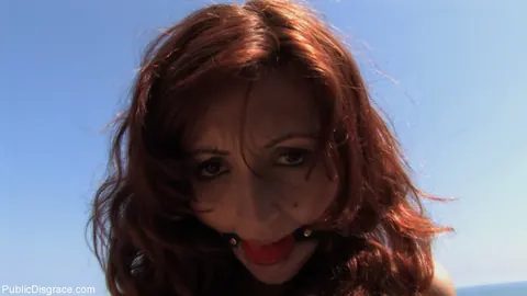 Spanish Curly Redhead MILF Bound Outdoors in Rope Bondage – photo 7 of 21