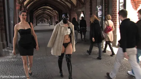 Woman in a Latex Skirt and Heels Bound in Public – photo 21 of 21