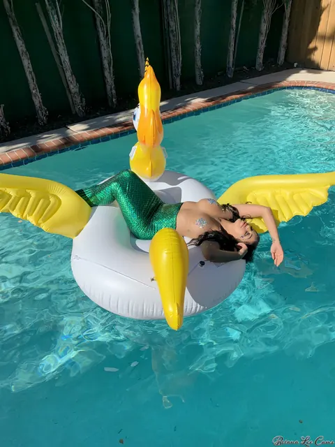 Briana Lee: Brunette MILF Poses Topless in a Mermaid Costume Outdoors – photo 9 of 15