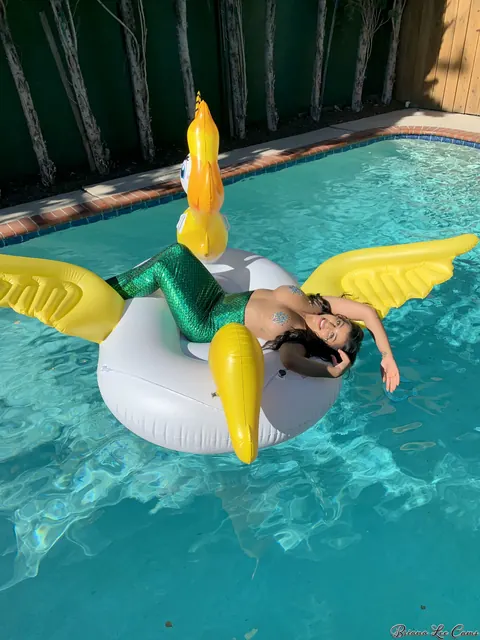 Briana Lee: Brunette MILF Poses Topless in a Mermaid Costume Outdoors – photo 8 of 15