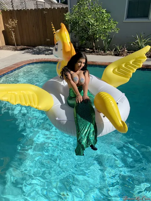 Briana Lee: Brunette MILF Poses Topless in a Mermaid Costume Outdoors – photo 1 of 15